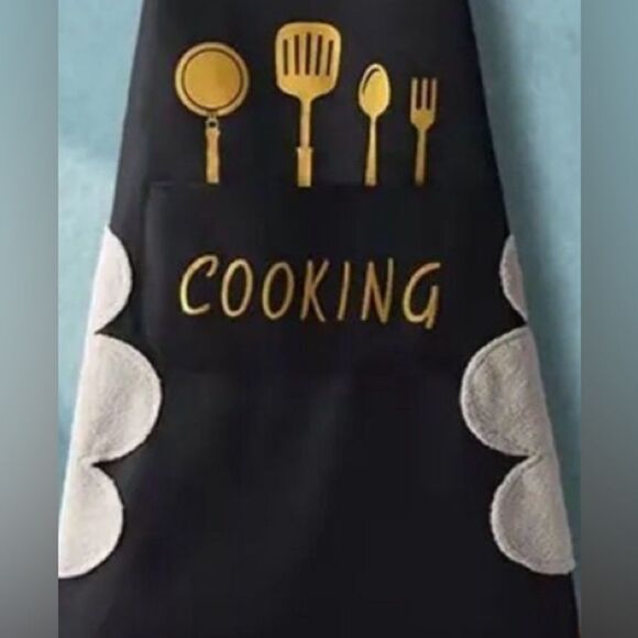 APRON MODERN KITCHEN APRON IN BLACK - Picture 1 of 3